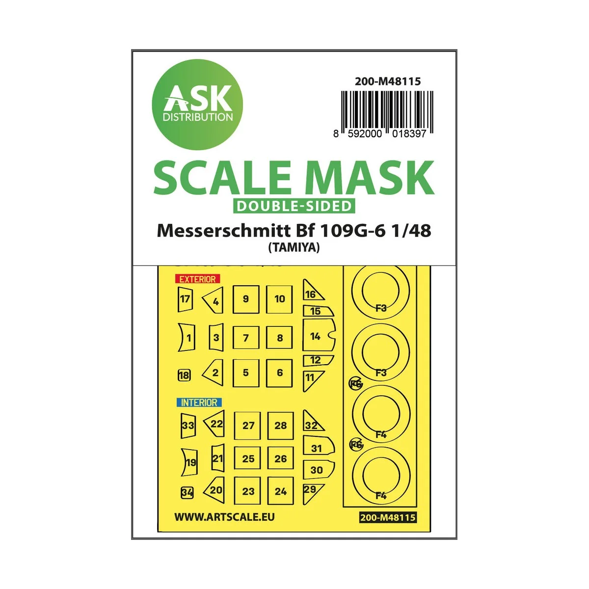 Messerschmitt Bf 109G-6 double-sided express mask, self-adhesive an...