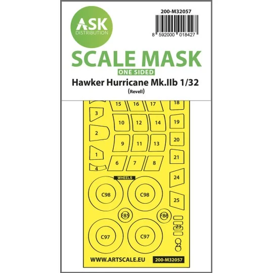 Hawker Hurricane Mk.IIB one-sided express masks for Revell - Art Sc...