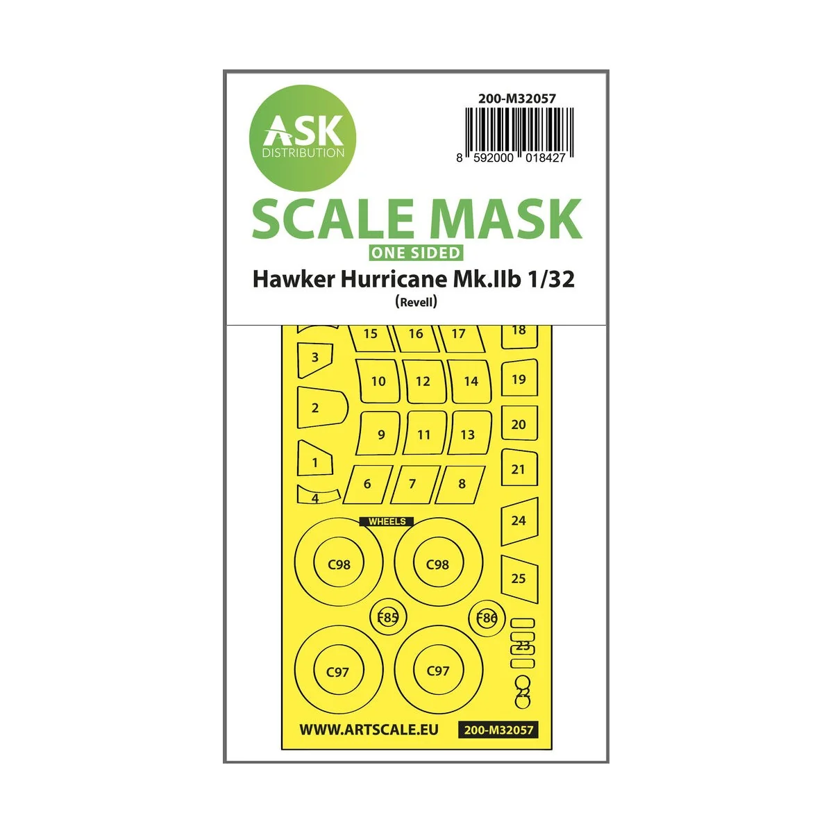 Hawker Hurricane Mk.IIB one-sided express masks for Revell - Art Sc...
