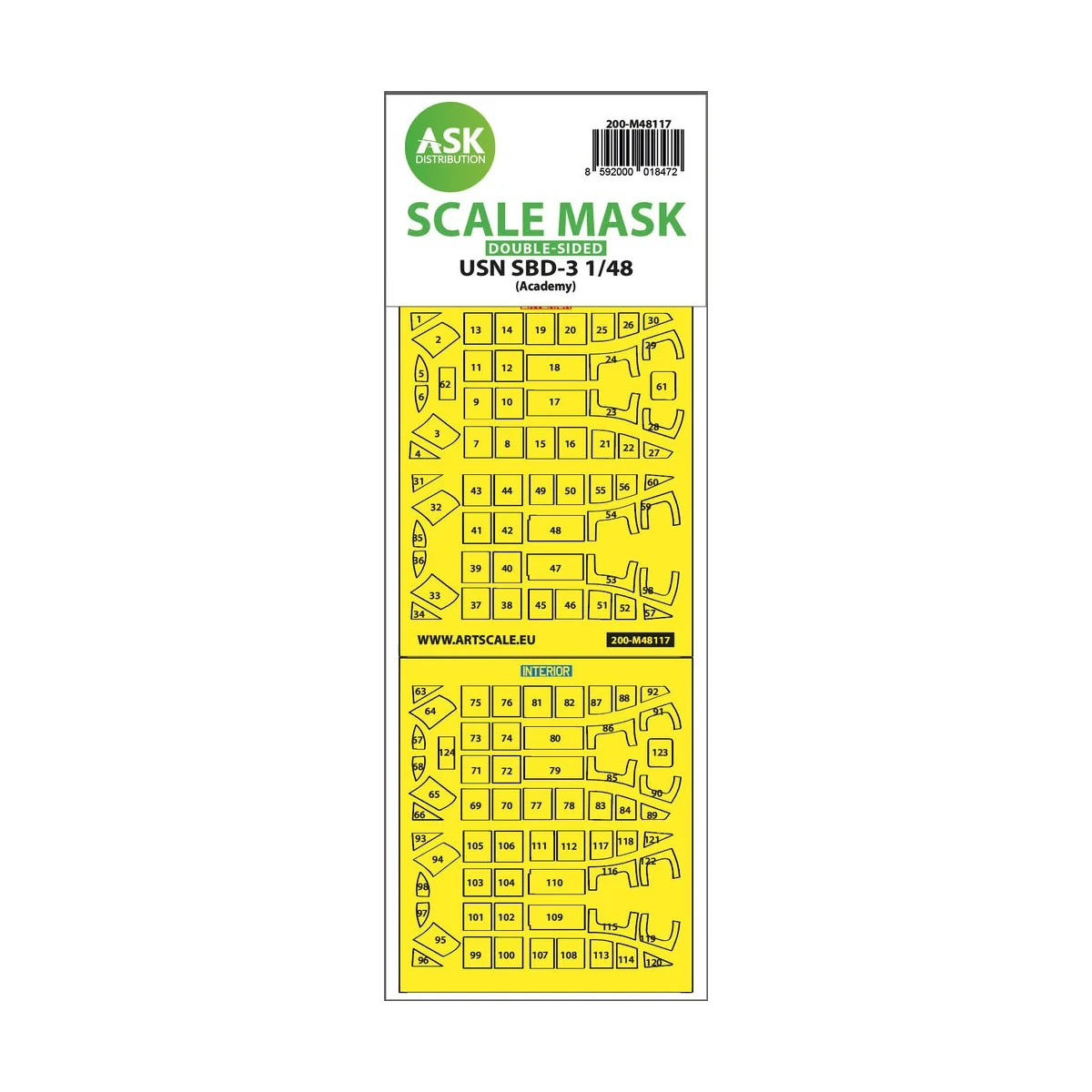 USN SBD-3 double-sided express mask, self-adhesive and pre-cutted f...