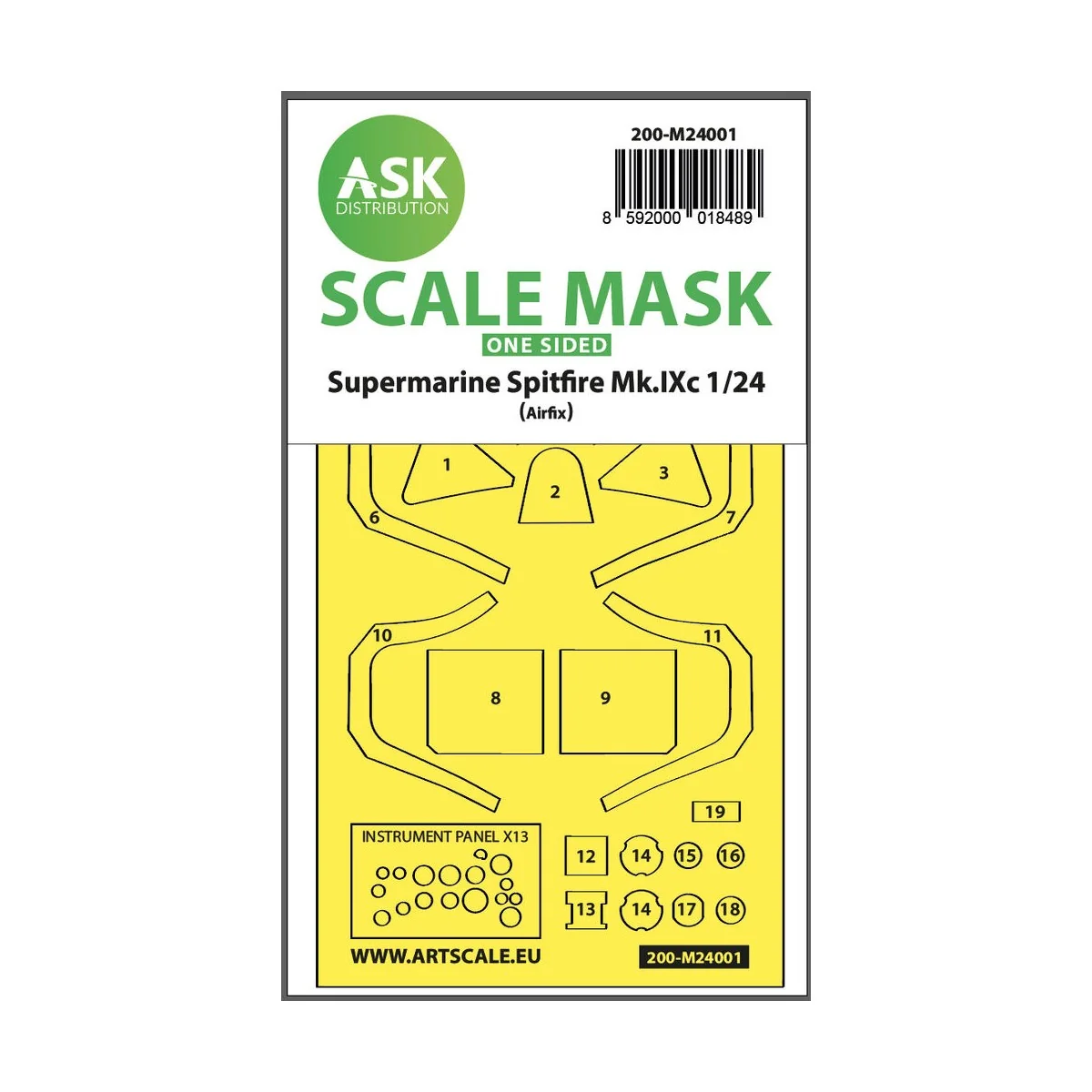 Spitfire Mk.IX one-sided express self-adhesive masks for Airfix, 1/...