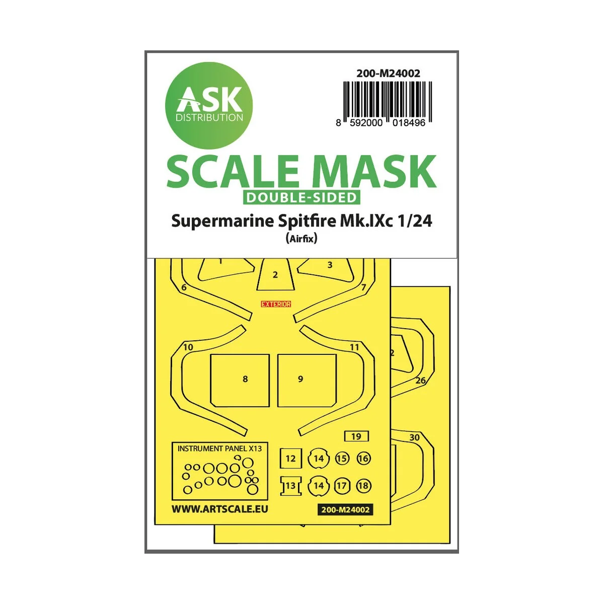 Spitfire Mk.IX double-sided masks for Airfix, 1/24 - Art Scale Kit ...