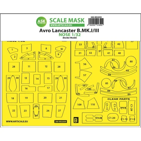 Avro Lancaster Nose kit express self adhesive masks for Border Mode...