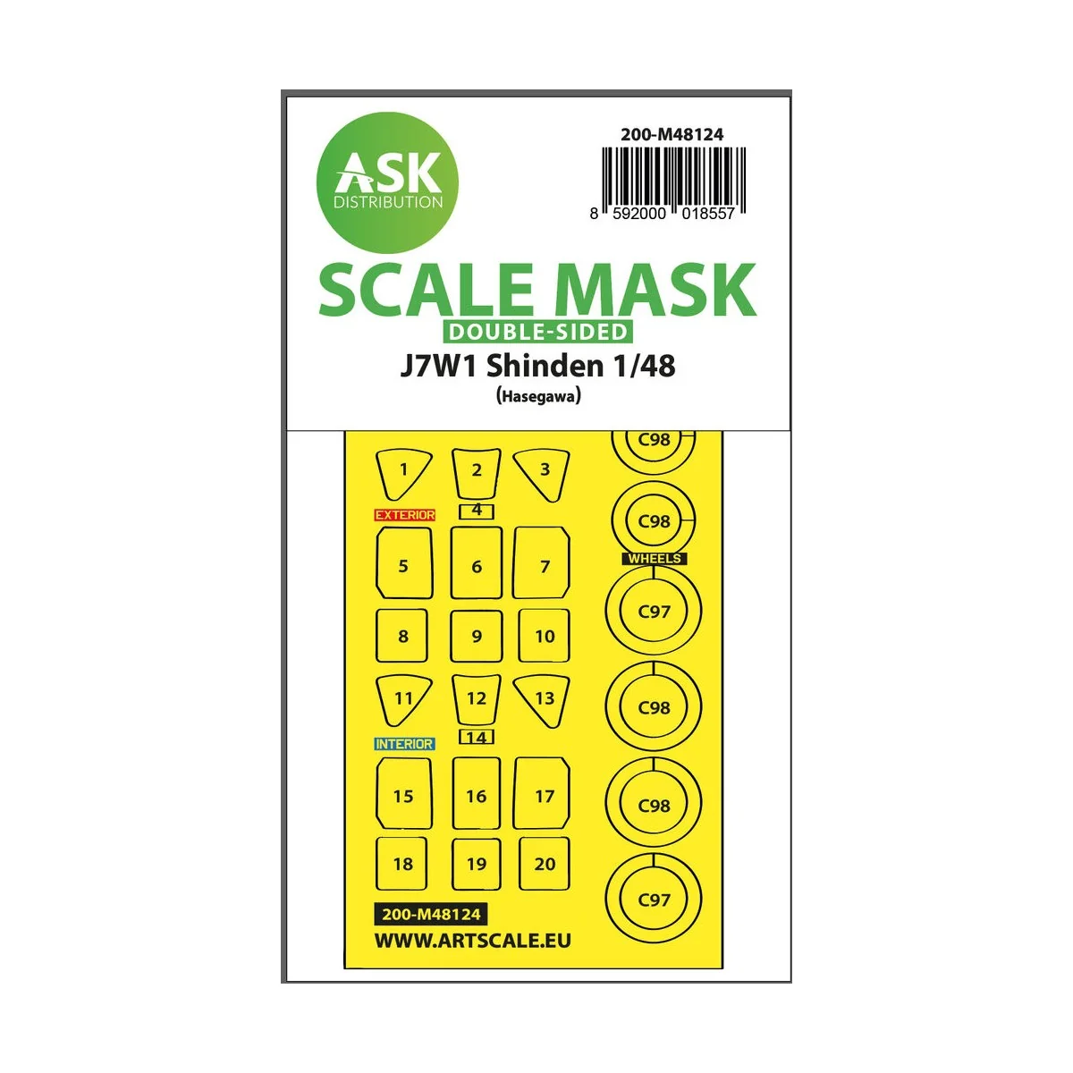 J7W1 Shinden double-sided express mask, self-adhesive and pre-cutte...