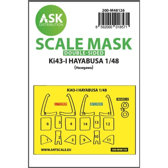 Ki-43-I Hayabusa double-sided express mask, self-adhesive and pre-c...