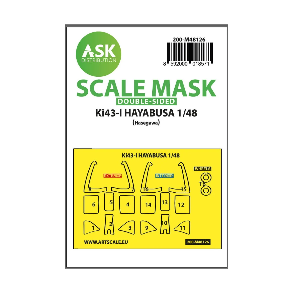 Ki-43-I Hayabusa double-sided express mask, self-adhesive and pre-c...