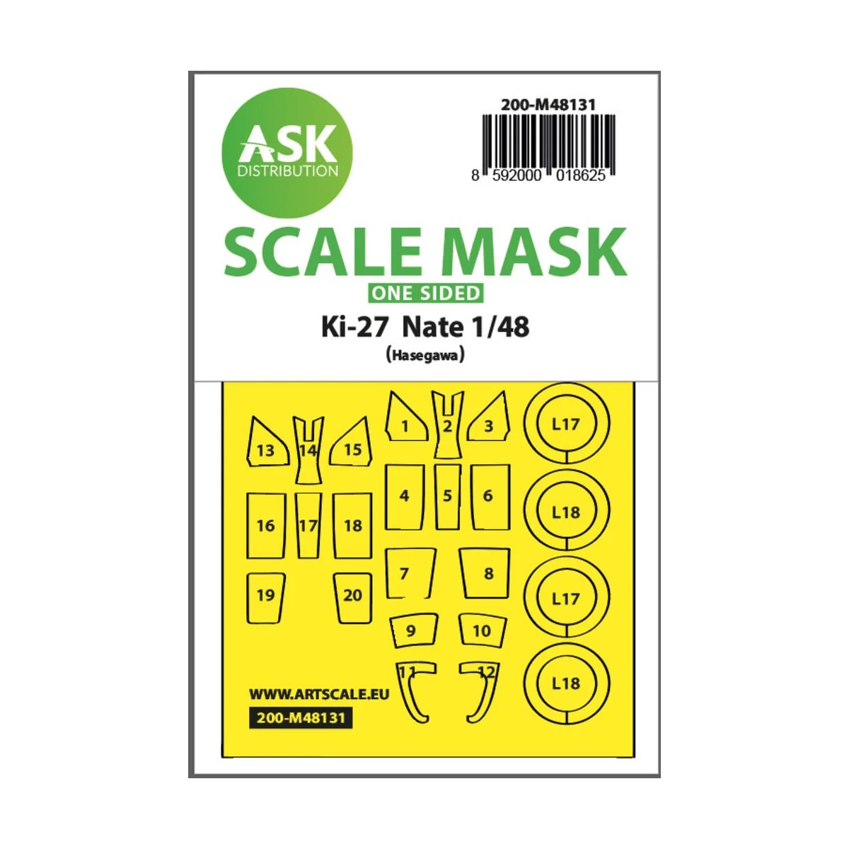 Ki-27 Nate one-sided express mask for Hasegawa, 1/48 - Art Scale Ki...