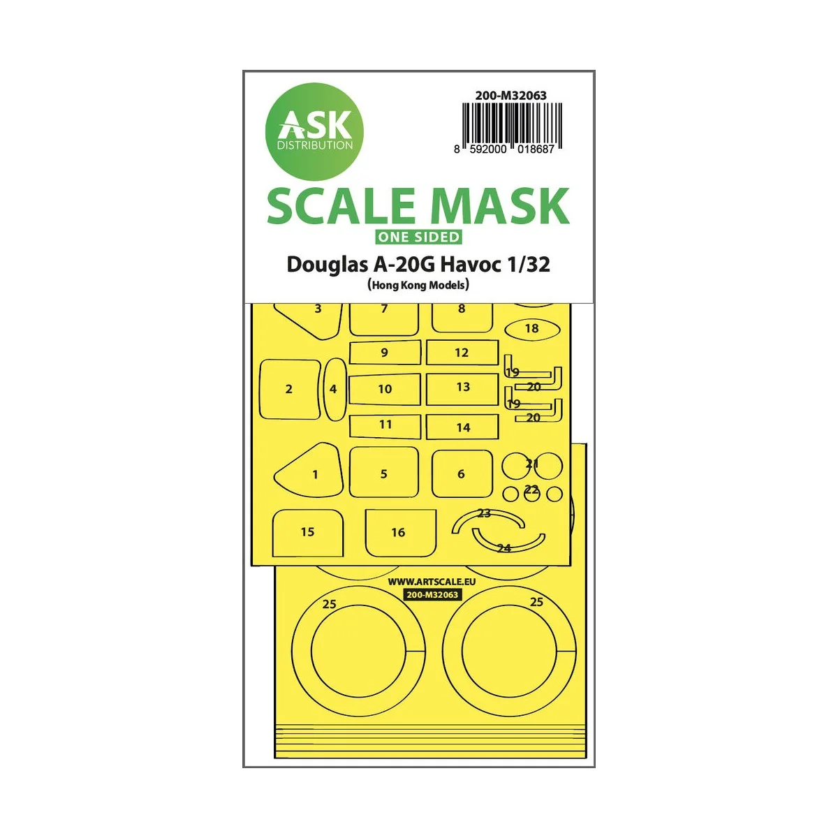A-20G Havoc one-sided express self adhesive mask for HK Models, 1/3...