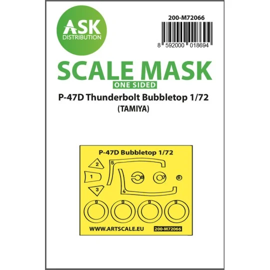 P-47D Thunderbolt Bubbletop one-sided express mask for Tamiya, 1/72...