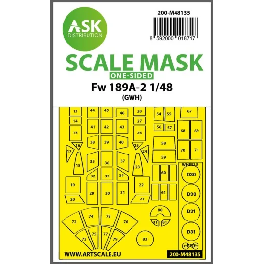 Fw 189A-2 one-sided express mask for Great Wall Hobby - Art Scale K...