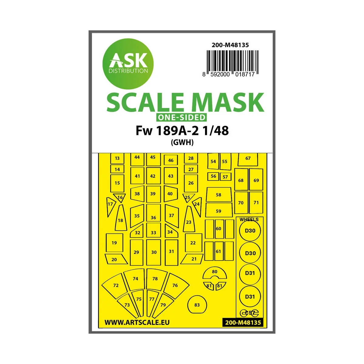 Fw 189A-2 one-sided express mask for Great Wall Hobby, 1/48 - Art S...