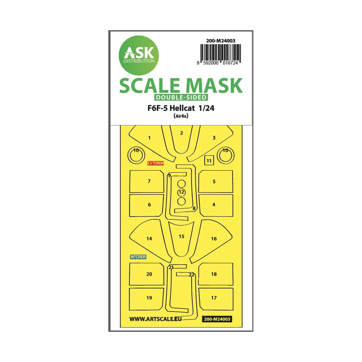 F6F-5 Hellcat double-sided express masks for Airfix - Art Scale Kit...