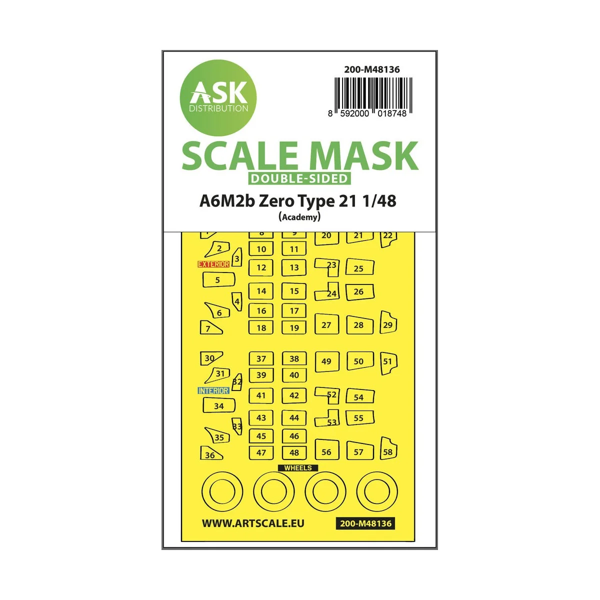 A6M2b Zero Type 21 double-sided express mask for Academy - Art Scal...