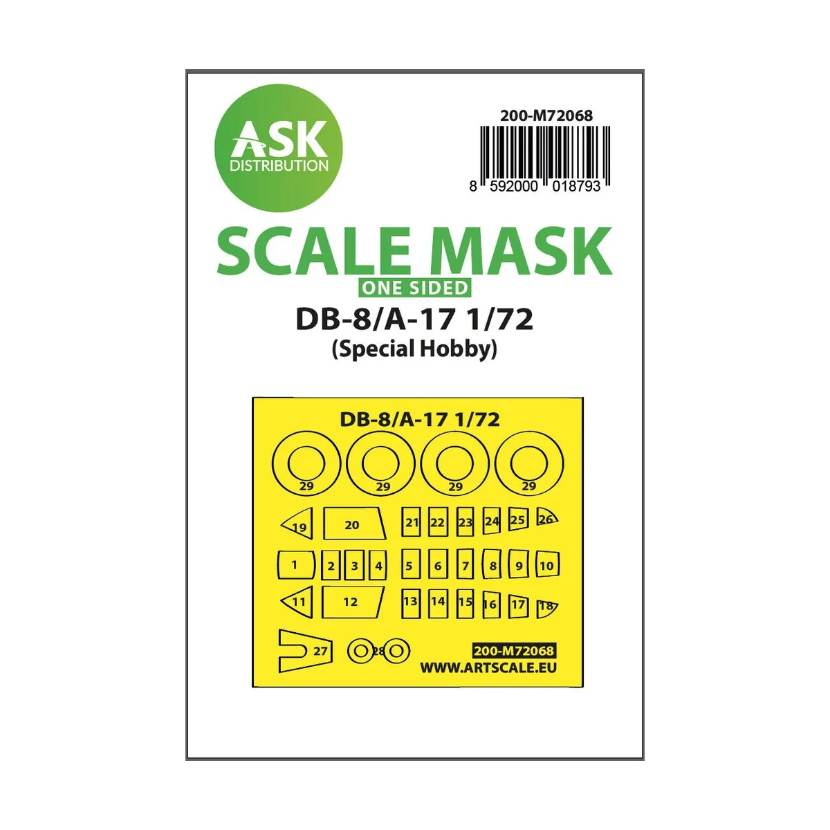 DB-8/A-17 one-sided express mask for Special Hobby, 1/72 - Art Scal...