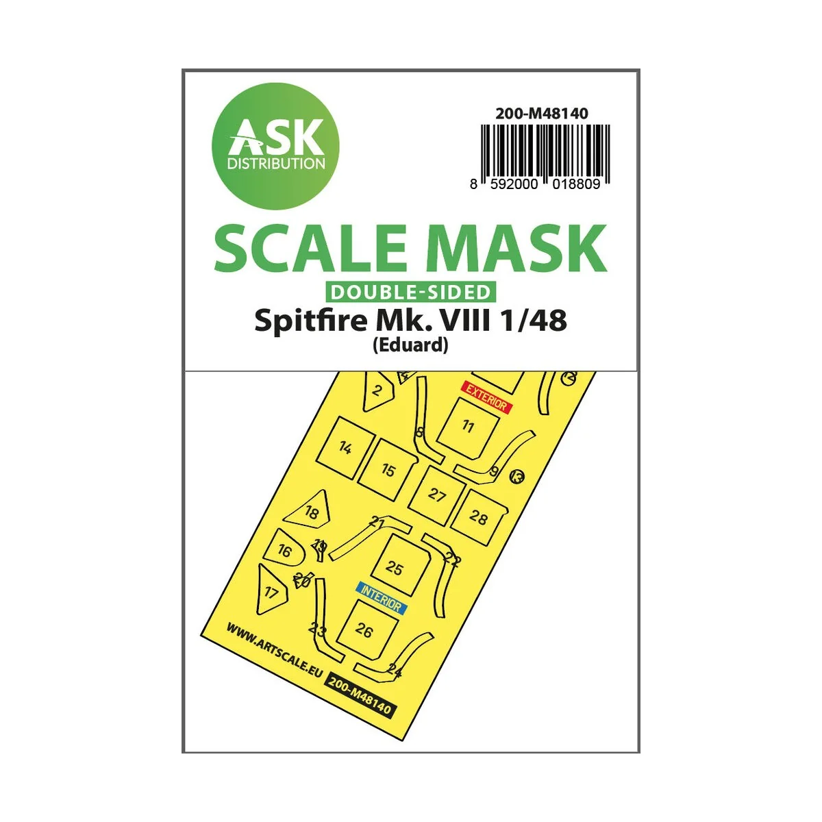 Spitfire Mk.VIII double-sided express fit mask for Eduard, 1/48 - A...