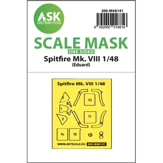 Spitfire Mk.VIII one-sided express fit mask for Eduard, 1/48 - Art ...