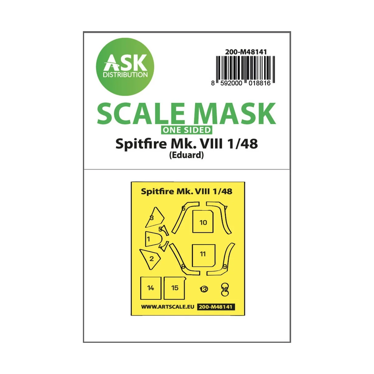 Spitfire Mk.VIII one-sided express fit mask for Eduard, 1/48 - Art ...