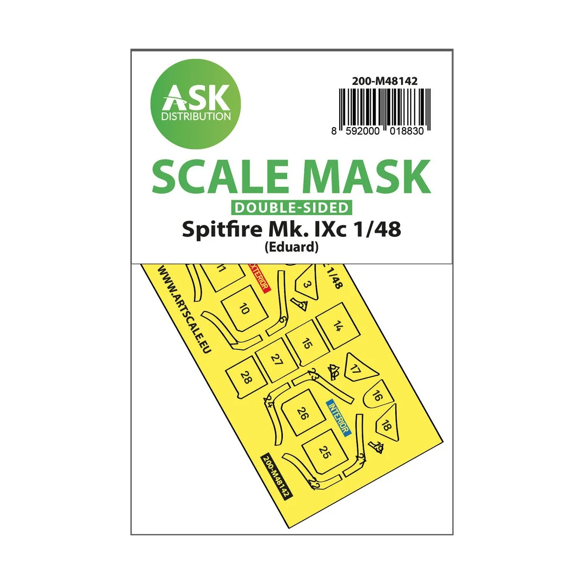 Spitfire Mk.IXc double-sided express fit mask for Eduard - Art Scal...