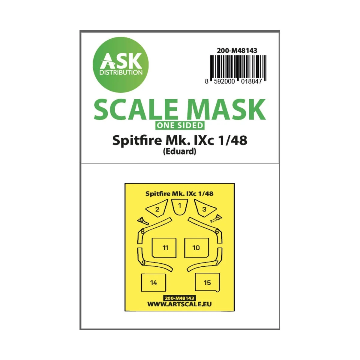 Spitfire Mk.IXc one-sided express fit mask for Eduard - Art Scale K...