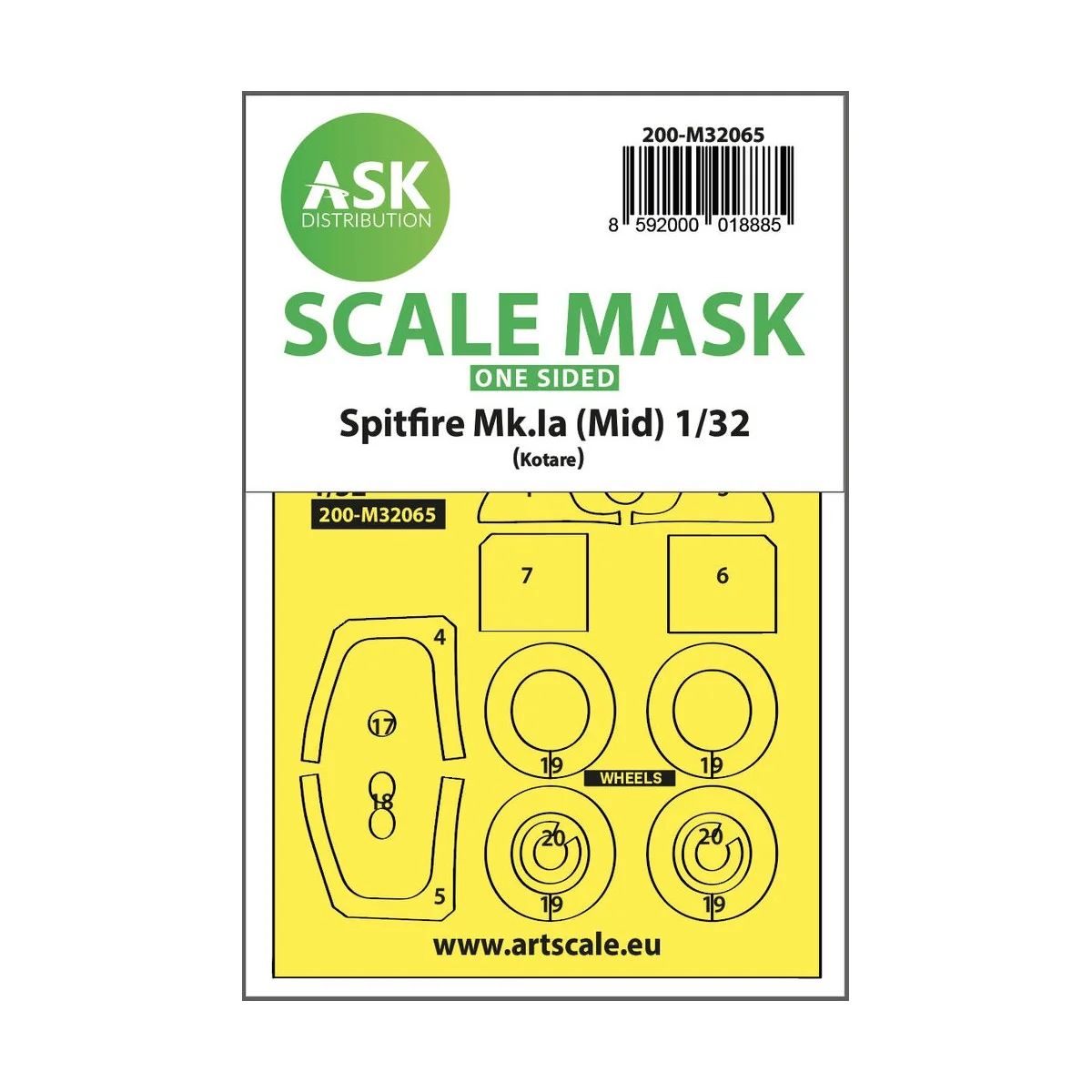Spitfire Mk.Ia (mid) one-sided express fit and self adhesive mask f...