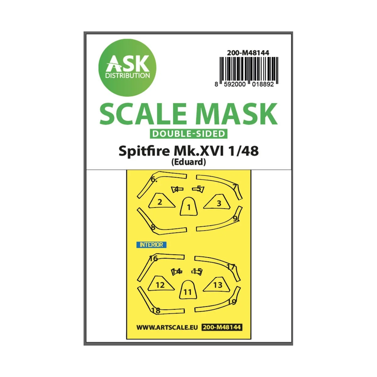Spitfire Mk.XVI double-sided express fit mask for Eduard - Art Scal...