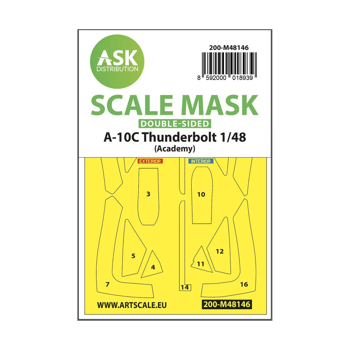 A-10C Thunderbolt double-sided express fit mask for Academy, 1/48 -...