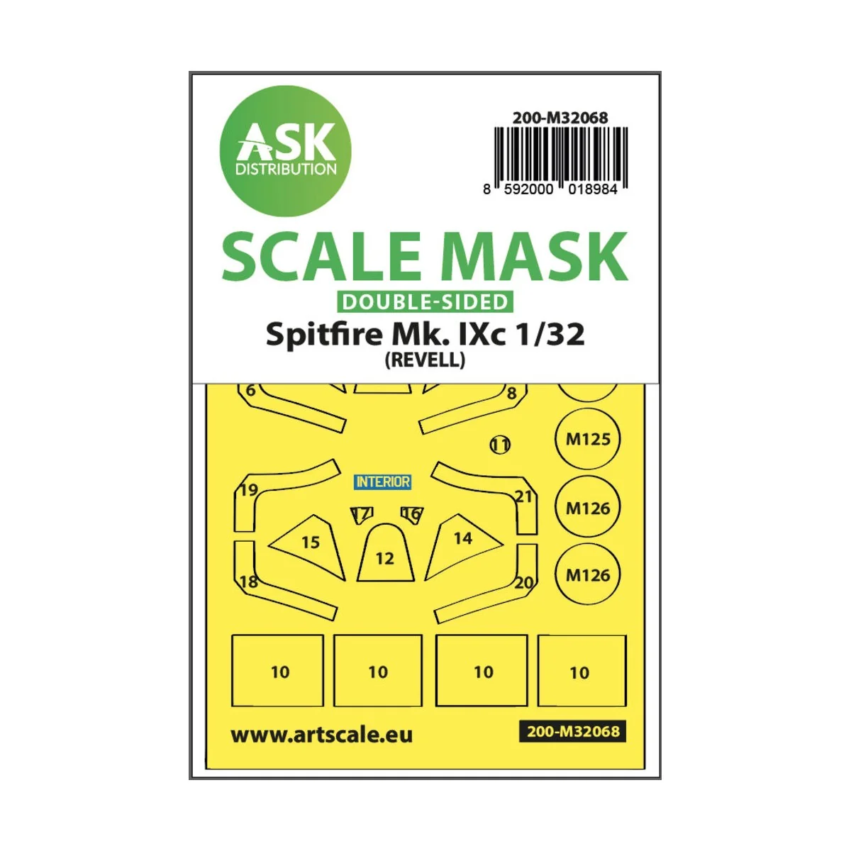Spitfire Mk.IXc double-sided fit mask for Revell - Art Scale Kit 20...