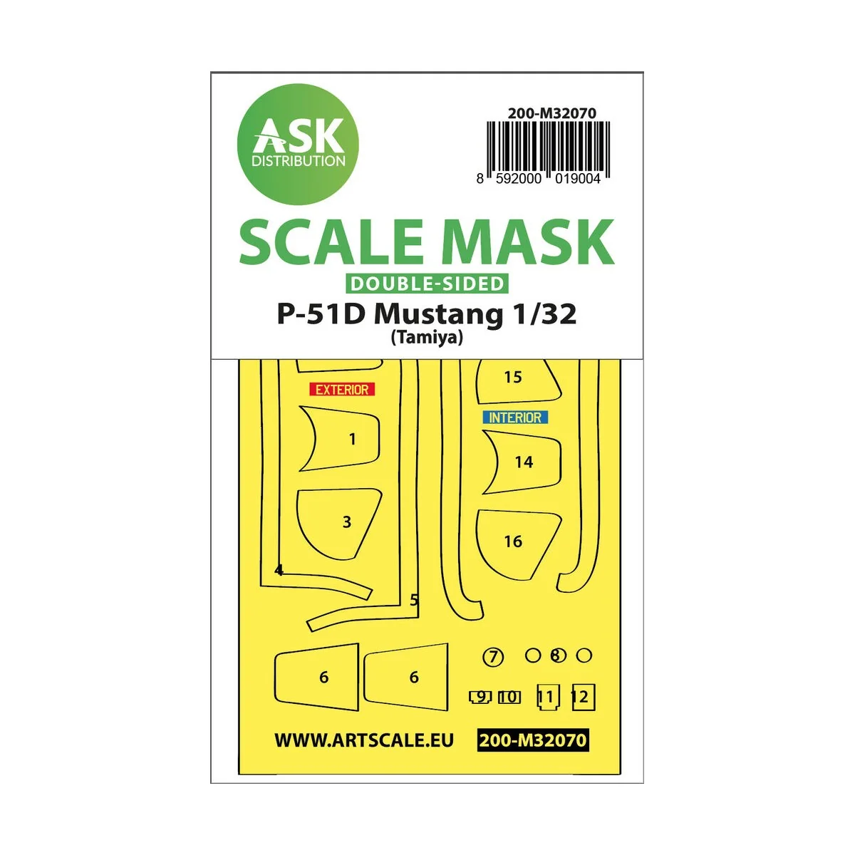 P-51D Mustang double-sided fit mask for Tamiya, 1/32 - Art Scale Ki...