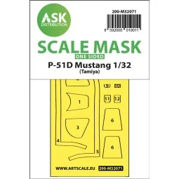P-51D Mustang one-sided fit mask for Tamiya - Art Scale Kit 200-M32071