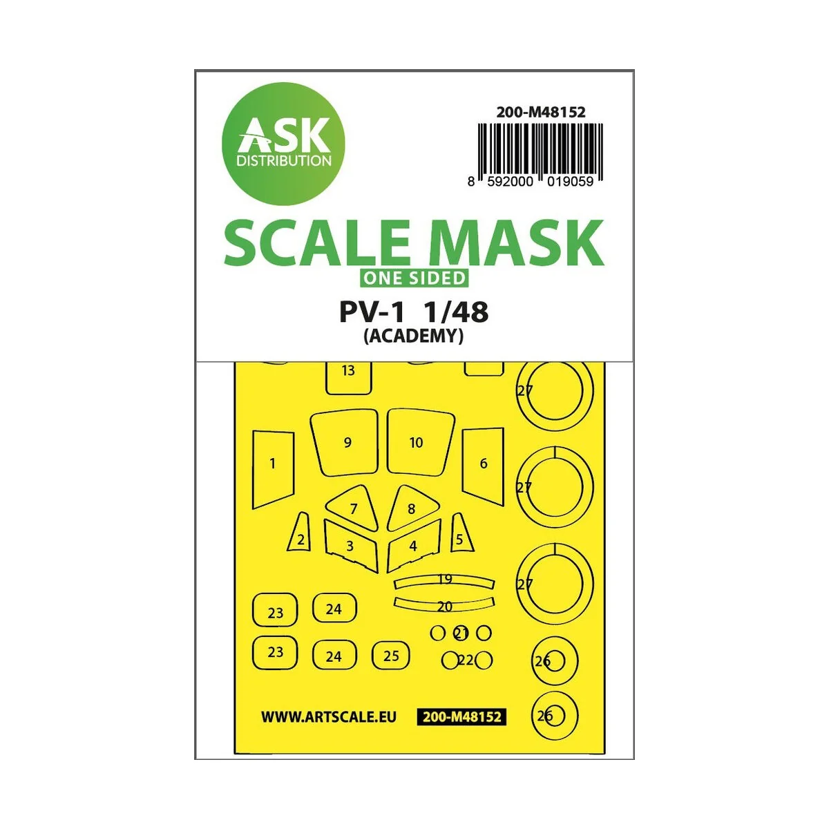 PV-1 Ventura one-sided express fit mask for Academy - Art Scale Kit...