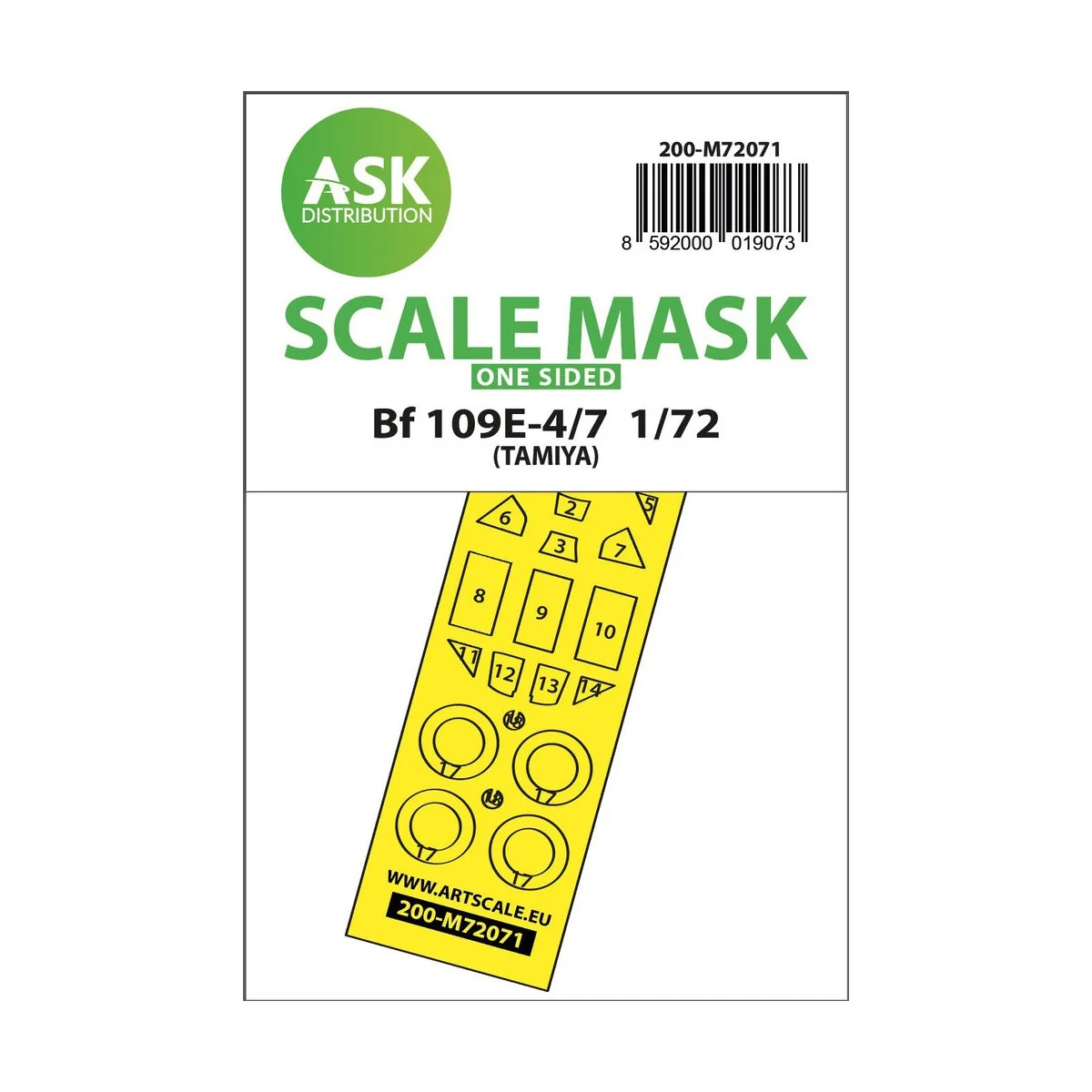 Bf 109E-4/7 one-sided express fit mask for Tamiya - Art Scale Kit 2...