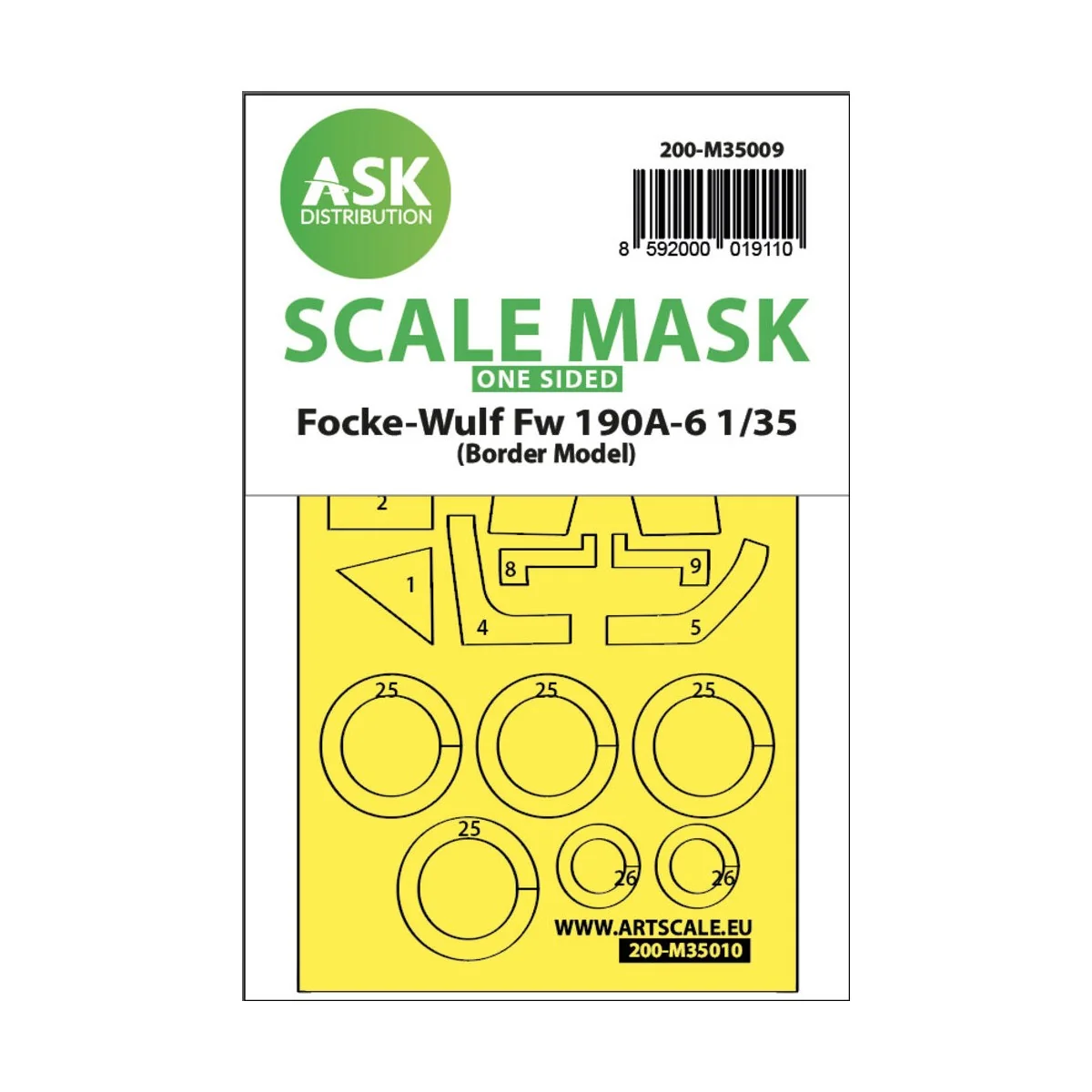 Fw 190A-6 one-sided painting mask for Border Model, 1/35 - Art Scal...