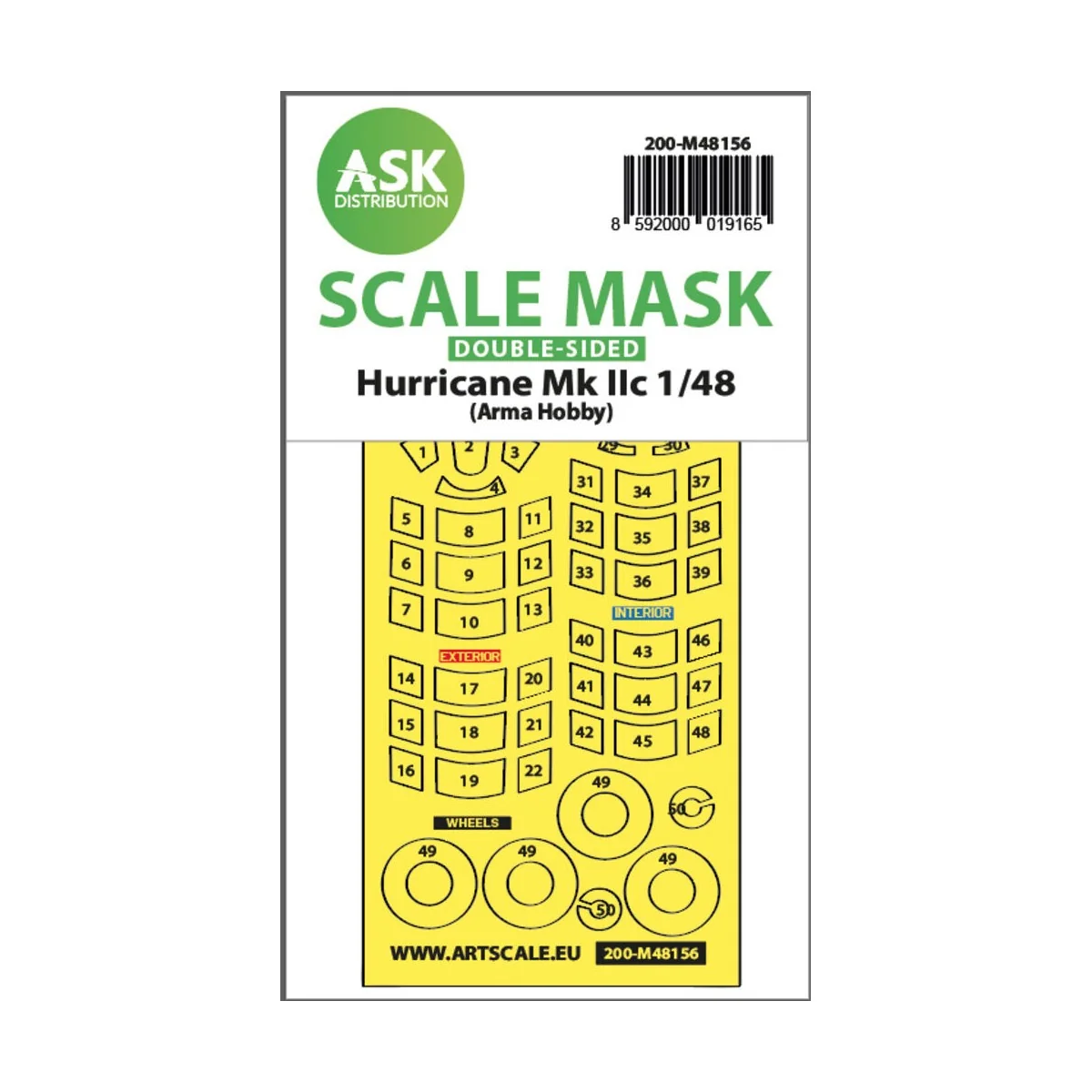 Hawker Hurricane Mk.II double-sided express mask for Arma Hobby, 1/...