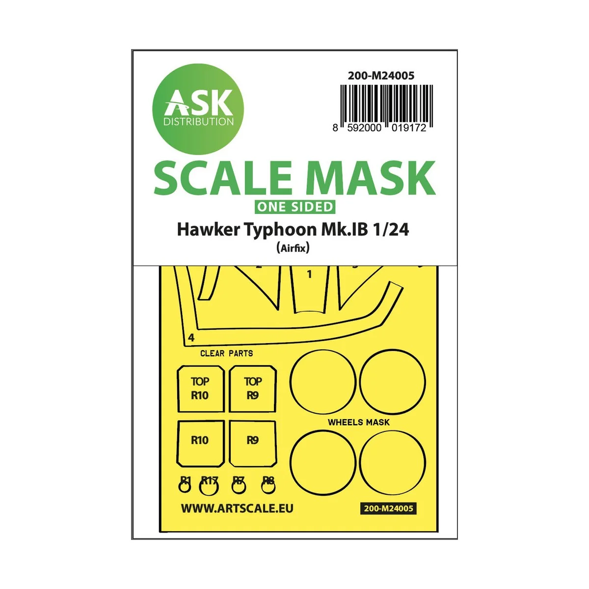 Hawker Typhoon Mk.IB one-sided express masks for Airfix - Art Scale...