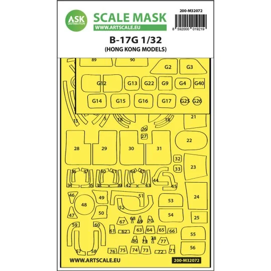 B-17G express fit mask for HK Models, 1/32 - Art Scale Kit 200-M32072