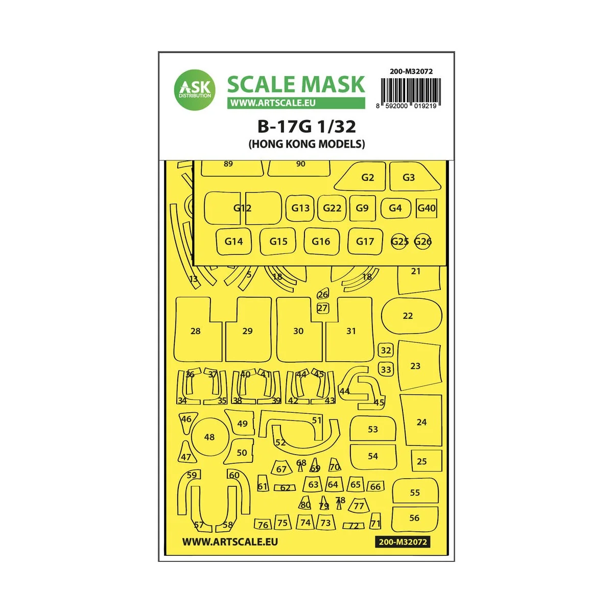 B-17G express fit mask for HK Models - Art Scale Kit 200-M32072