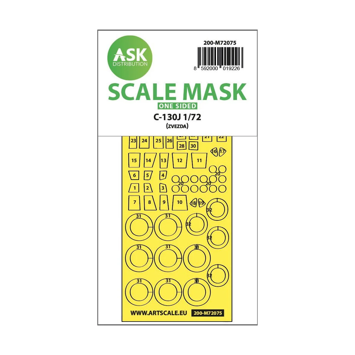 C-130J one-sided express fit mask for Zvezda - Art Scale Kit 200-M7...
