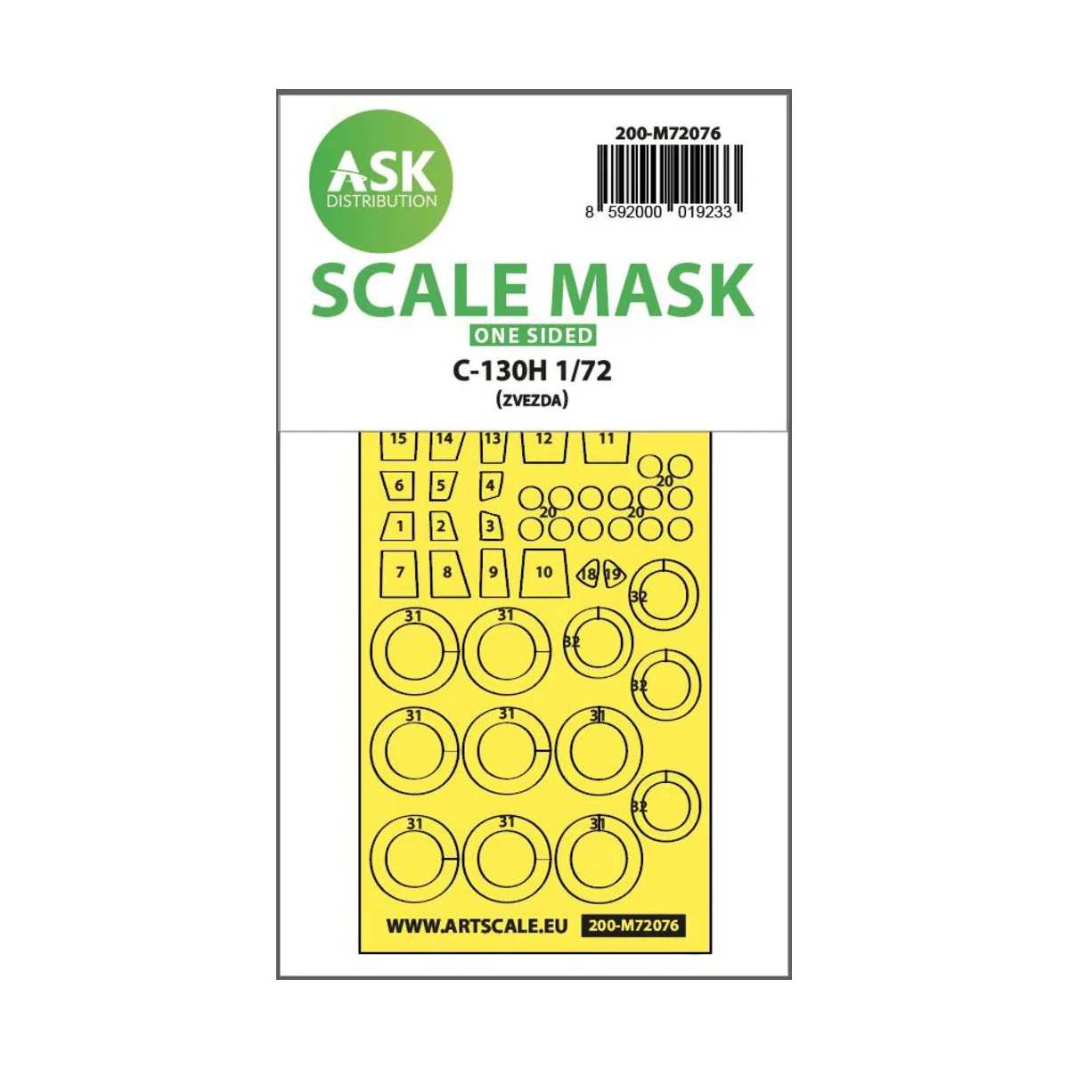 C-130H one-sided express fit mask for Zvezda, 1/72 - Art Scale Kit ...