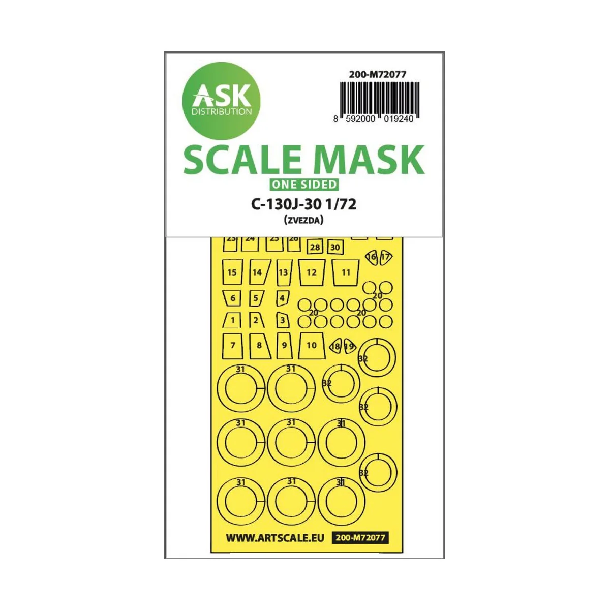 C-130J-30 one-sided express fit mask for Zvezda, 1/72 - Art Scale K...