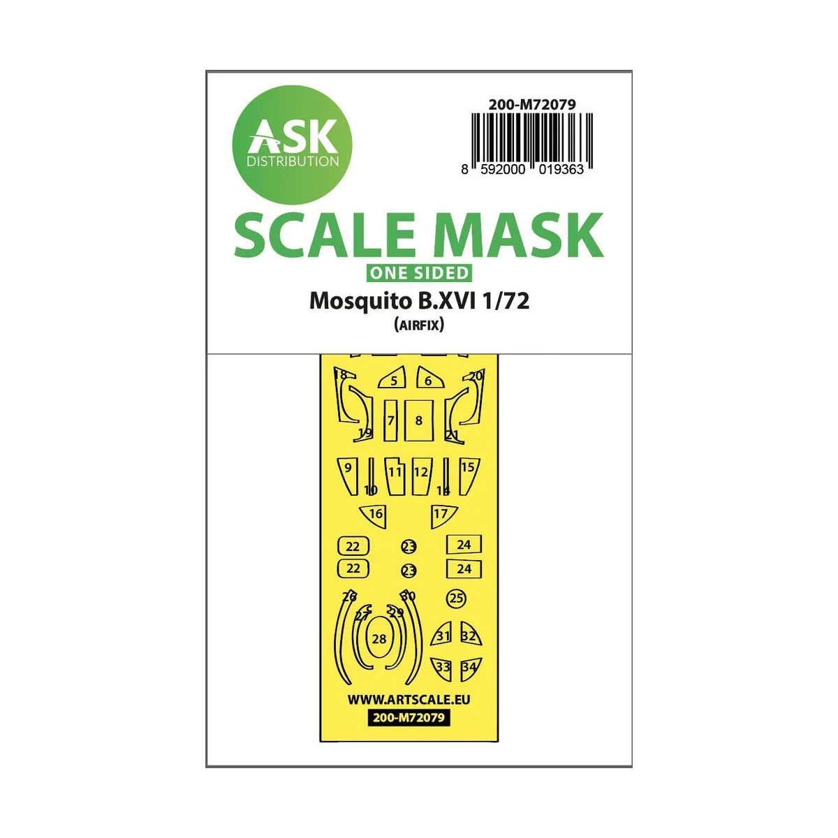 Mosquito B.XVI one-sided express fit mask for Airfix, 1/72 - Art Sc...