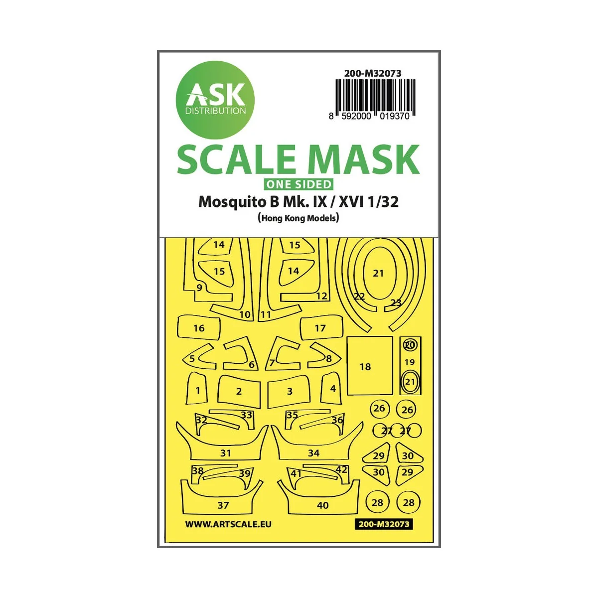 Mosquito B Mk.IX/XVI one-sided fit mask for HK Models - Art Scale K...