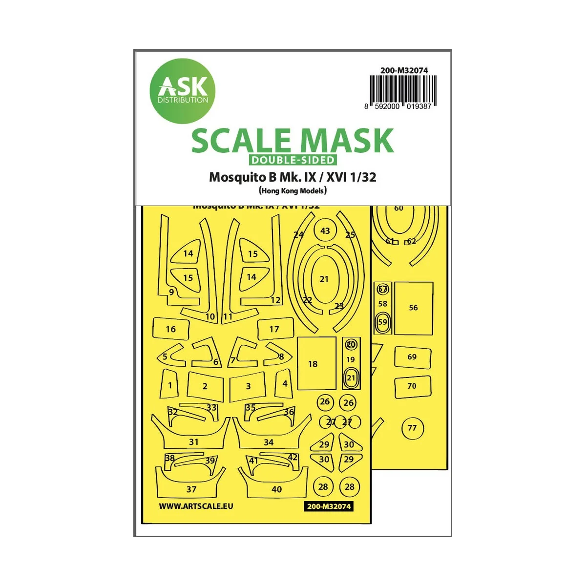 Mosquito B Mk.IX/XVI double-sided fit mask for HK Models - Art Scal...