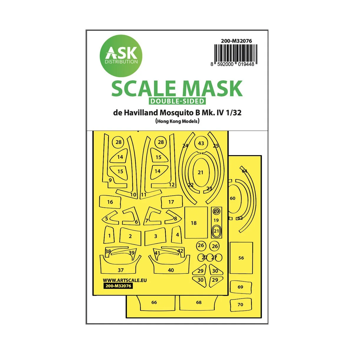 Mosquito B Mk.IV double-sided fit mask for HK Models, 1/32 - Art Sc...