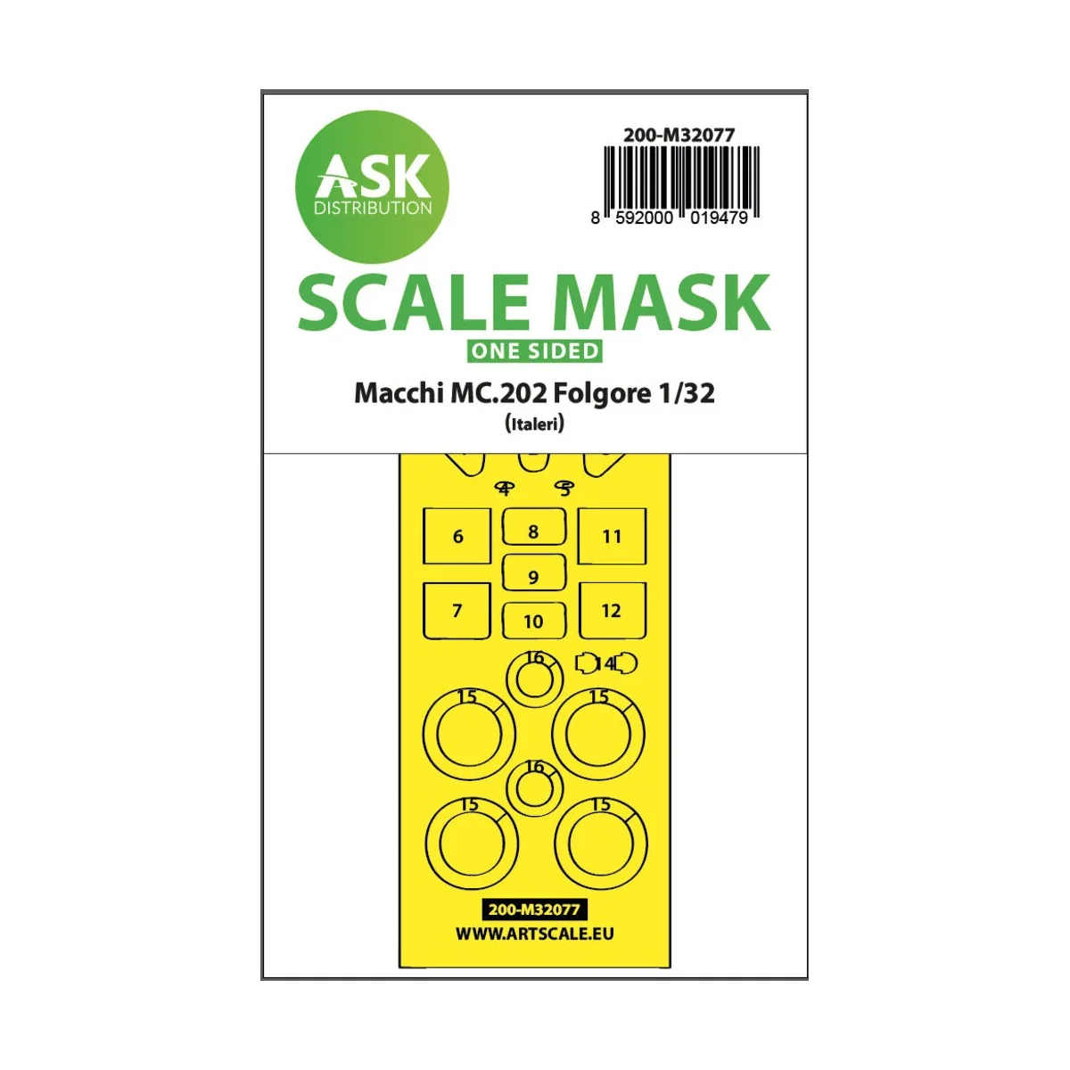 Macchi MC.202 Folgore one-sided express fit mask for Italeri, 1/32 ...