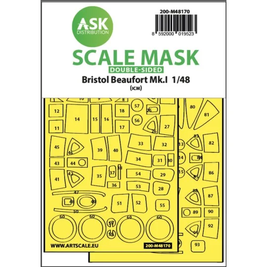 Bristol Beaufort Mk.I double-sided express fit mask for ICM, 1/48 -...