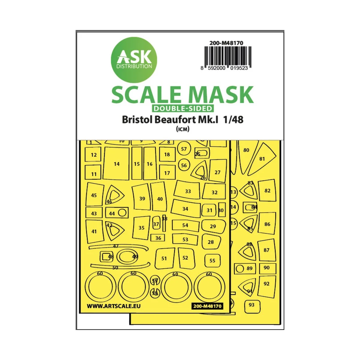 Bristol Beaufort Mk.I double-sided express fit mask for ICM, 1/48 -...