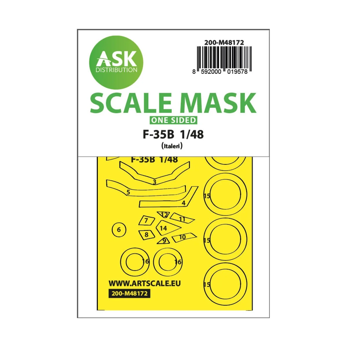 F-35B one-sided express fit mask for Italeri - Art Scale Kit 200-M4...