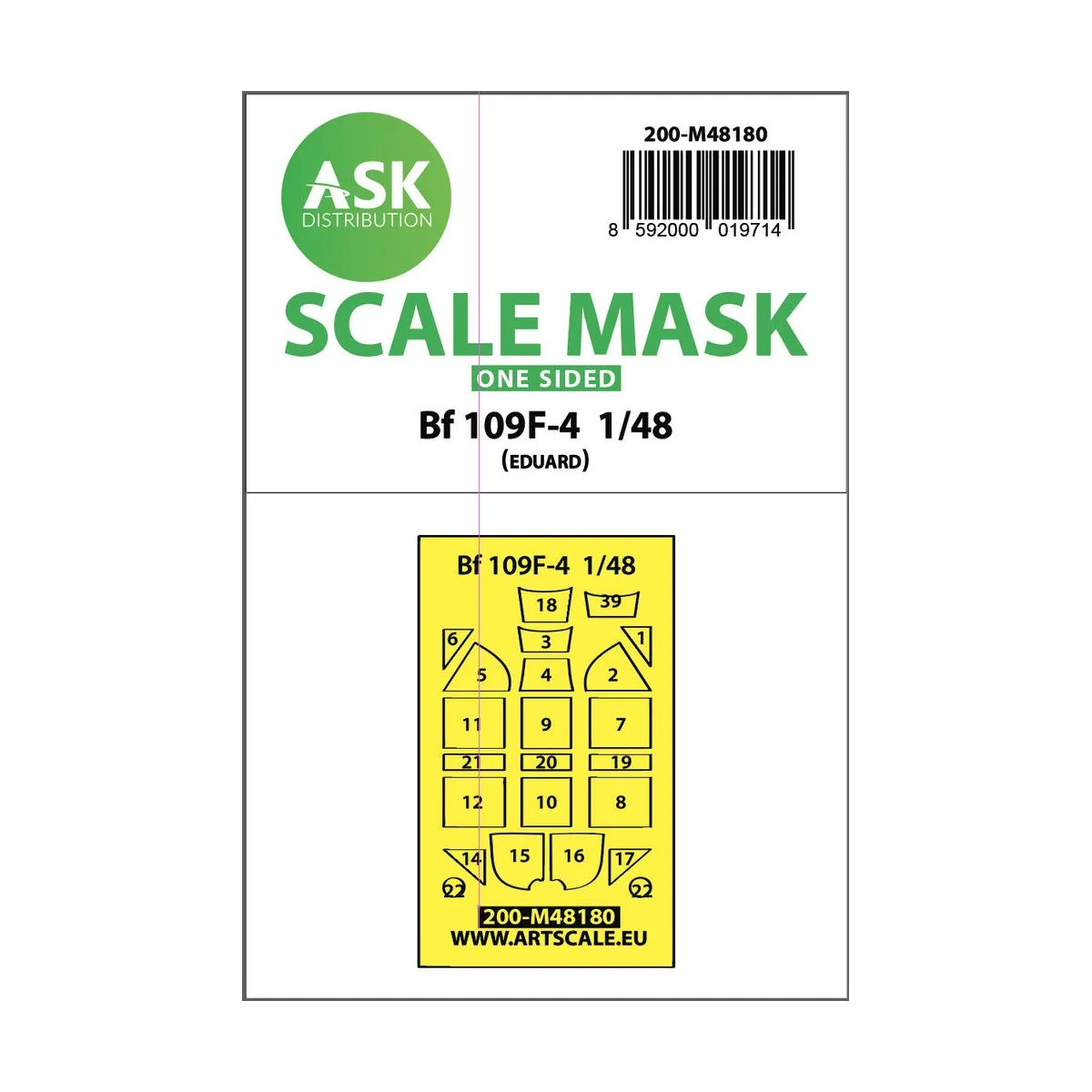 Messerschmitt Bf 109F one-sided express mask, self-adhesive and pre...