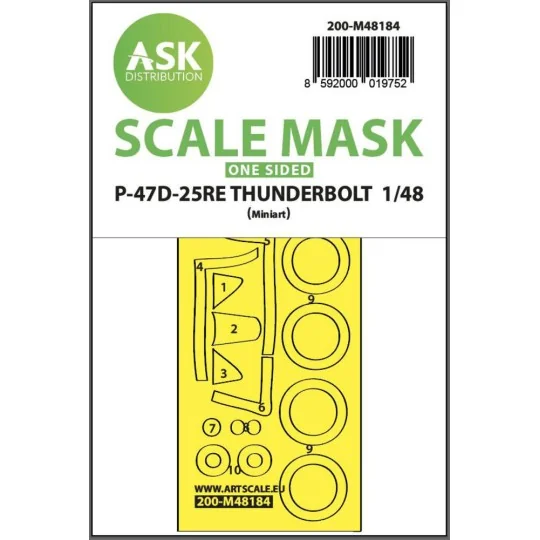P-47D-25RE Thunderbolt one-sided express fit mask for Miniart, 1/48...