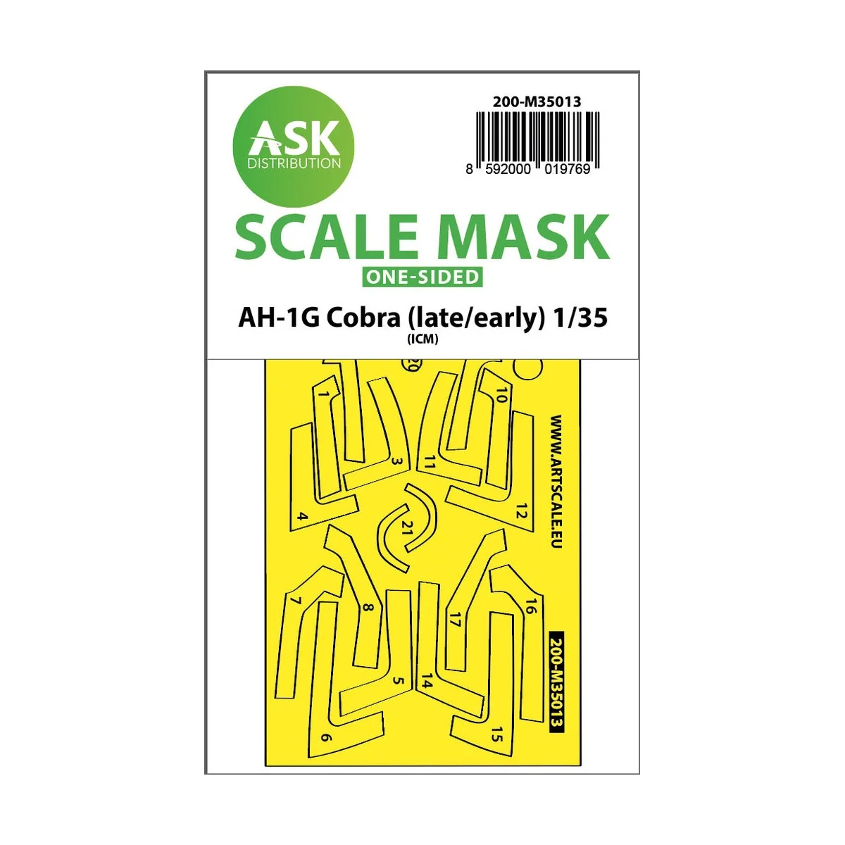 AH-1G Cobra (early/late) one-sided express fit painting mask for IC...